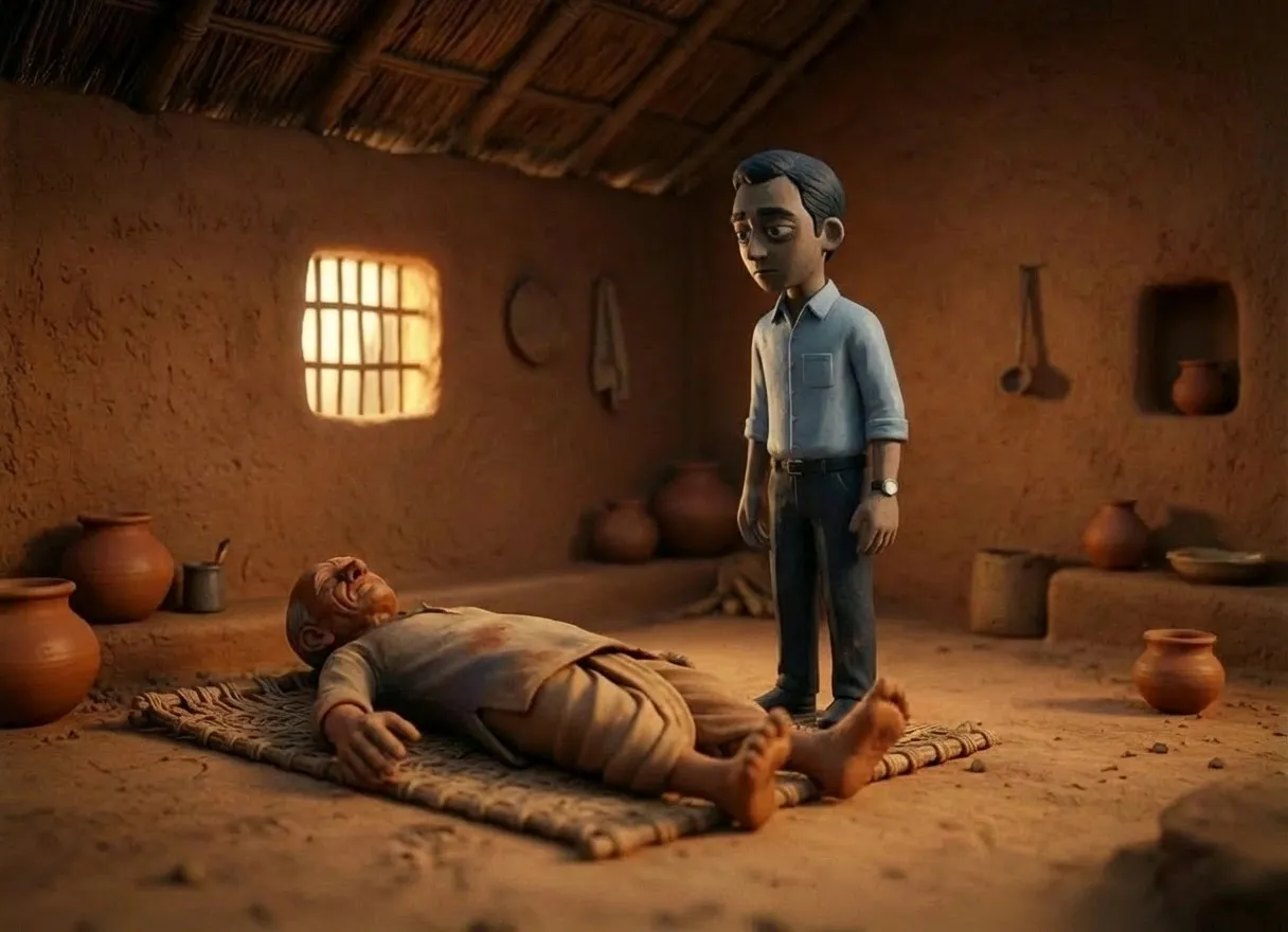 His father dies.